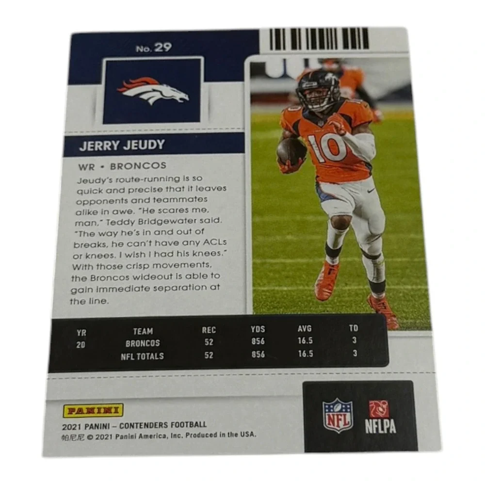 2021 Panini Contenders Jerry Jeudy Season Ticket No 29 Denver Broncos Football